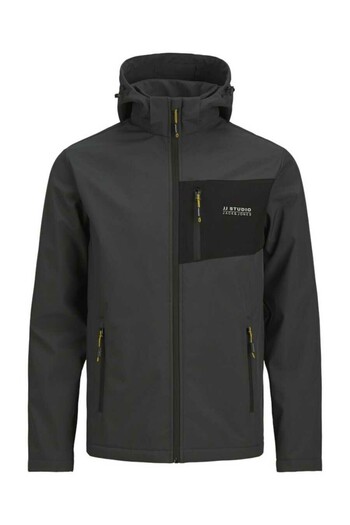 Jack & Jones Men's Gray Jjtaylor Softshell Jacket 12259615-Asphalt