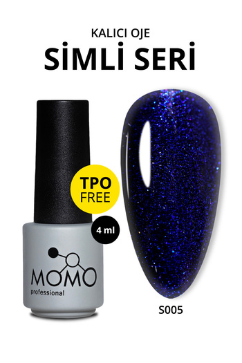 MOMO professional Kalıcı Oje S005, Simli Safir Mavi, 4 ml, TPO- FREE