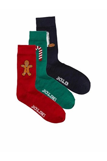 Jack & Jones Мъжки червени чорапи Jacxmas Comfort Food в подаръчна кутия 12246164-riored