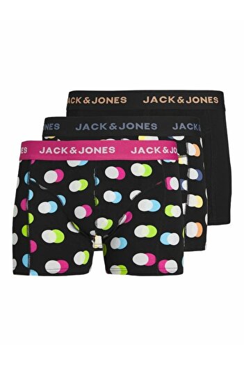 Jack & Jones Men's Black Jacreese Trunks 3 Pack Sn Boxer 12255820-Black