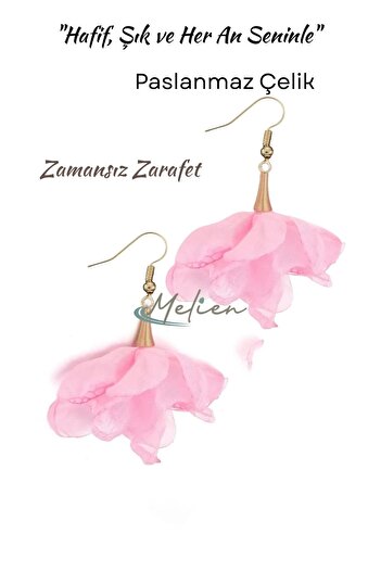 Melien Sophisticated Stylish Sweet and Elegant Lace Mesh Floral Steel Earrings Fairy Style Dangle Night Daily Jewelry