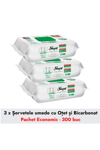 Sleepy Set promoțional de 3 șervețele umede cu bicarbonat pentru curățare suplimentară, 100 bucăți, ușor de utilizat