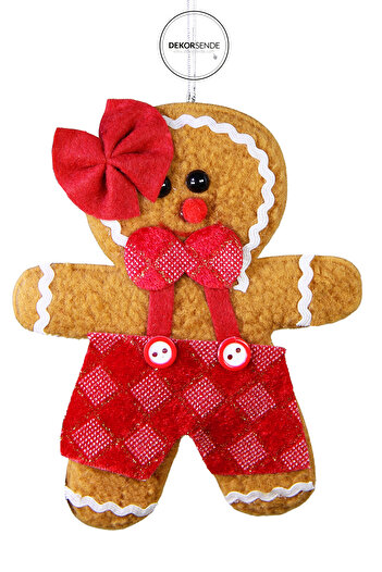 Dekorsende New Year's Ornament Jumpsuit with Bow Girl Cookie Red 15 cm