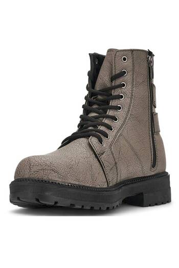 İmerShoes Günlük Vizon Erkek Bot Toka Detaylı Bağcıklı Fermuarlı Oval Burun Kalın Kaymaz Taban Bootie 2118