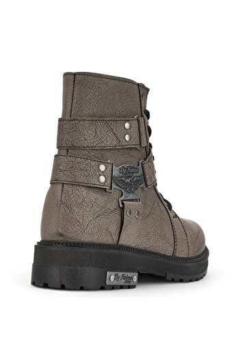 İmerShoes Günlük Vizon Erkek Bot Toka Detaylı Bağcıklı Fermuarlı Oval Burun Kalın Kaymaz Taban Bootie 2118