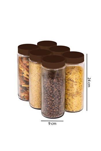 Karçiçeği Home 6-Piece 1500 ml Pinterest Model Glass Jar Storage Container