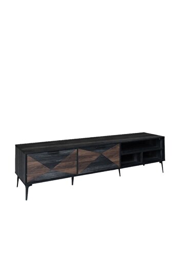 Crestj TV Table, Large Wooden Media Console Table for Living Room with 2 Storage Shelves and 2 Drawers 160 x 40 x 45 cm