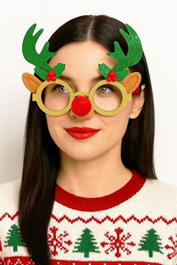 BeySüS Green Deer Nose Pine Tree Ornament Christmas Glasses
