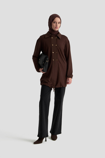 Armine Snap Detailed Tunic with Elastic Sleeves and Hem for Autumn-Winter