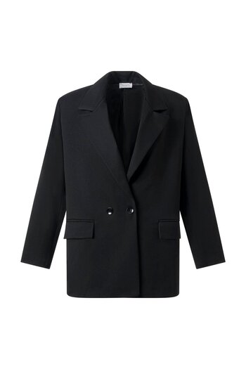 FACETTE Women's Black Buttoned Blazer Jacket