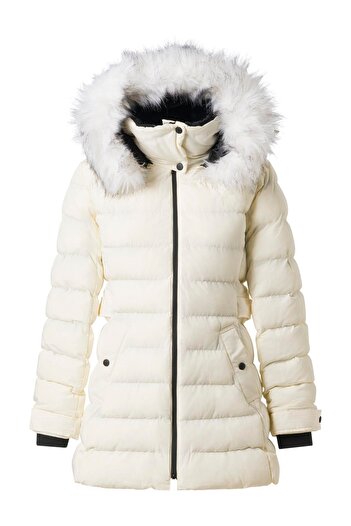 FACETTE Women's Ecru Hooded Snow Coat