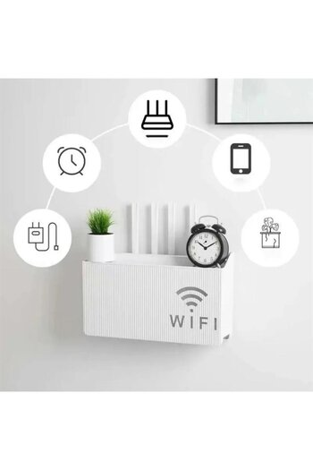 tozlupazar White Plexiglass Wifi Box Wall Hanging Insurance and Modem Storage Box 25X15X6 cm