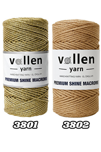 vollen yarn Glitter Macrame Cord 100g 150m Premium Shine – Polyester Bag Cord, Supla and Bracelet Cord