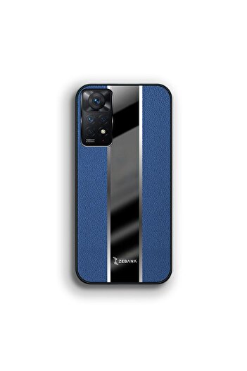 Zebana Xiaomi Redmi Note 11 Uyumlu Kılıf Premium Deri Kılıf Mavi