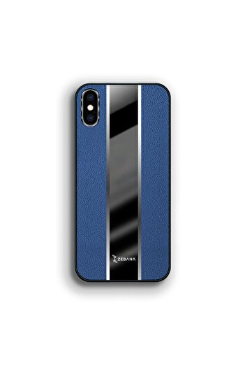 Zebana Apple iPhone XS Max Uyumlu Kılıf Premium Deri Kılıf Mavi