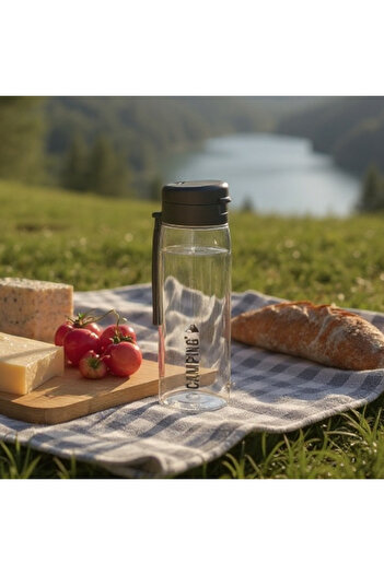 HOLLYHOME Pure Water Bottle, Water Container with Strainer, Plastic Water Bottle, Water Bottle, 730 ml Gray