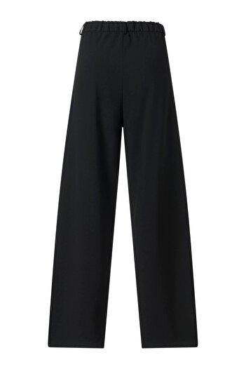 FACETTE Women's FC Black Elastic High Waist Palazzo Trousers