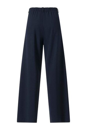 FACETTE Women's Navy Blue Elastic High Waist Palazzo Trousers