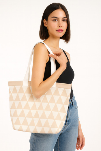 Sebir Moda Triangle Patterned Knitwear Shoulder and Beach Bag