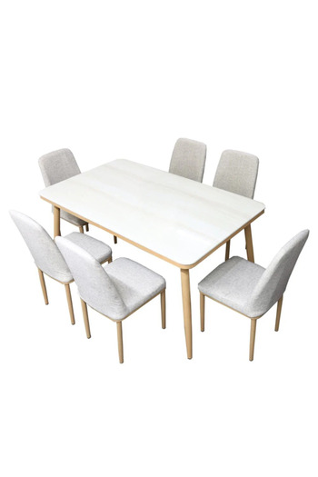 BAITY 6 Seater Marble Dining Table with Fabric