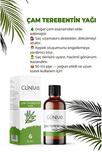 cliniva Saç Dökülmesine Karşı 4’lü Organik Yağ Seti | Çam Terebentin, Hint, Argan, Jojoba