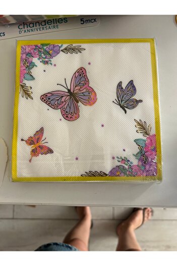 Partifabrik Butterfly Themed White Paper Napkins 20 Pieces