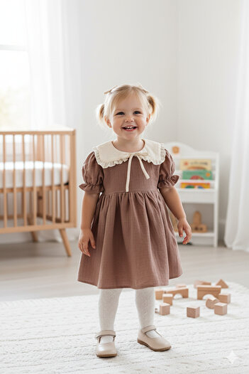 MeaShop Baby Collar Baby Girl/Child Muslin Μακρύ Φόρεμα