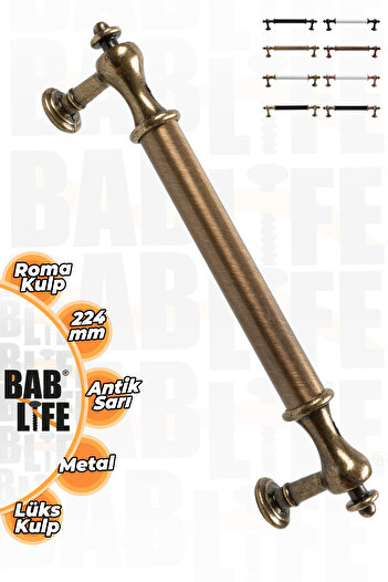 bablife Roma 224mm Antik Sarı Lüks Modern Çekmece Dolap Vestiyer Mobilya Kulpları