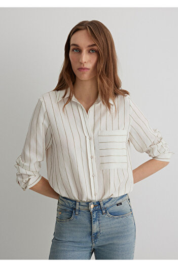 Mavi Смугаста сорочка екрю Loose Fit / вільний крій 1211015-84006