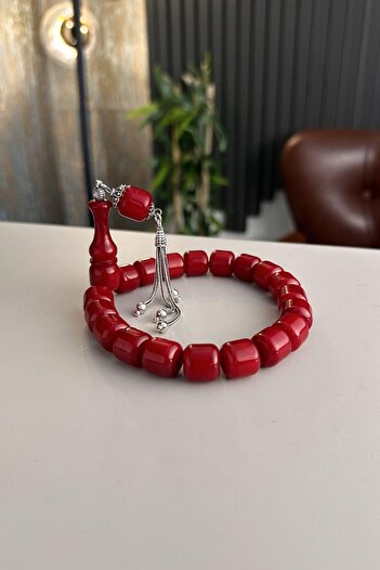 dergah tesbih Efe Mascot Silver Tassel Wrist Length Squeezing Rosary