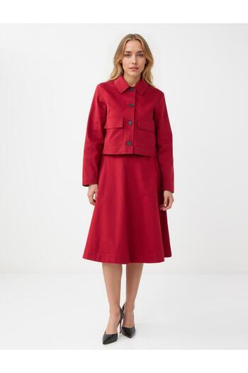 Jimmy Key Burgundy Straight Cut Shirt Collar Long Sleeve Gabardine Jacket
