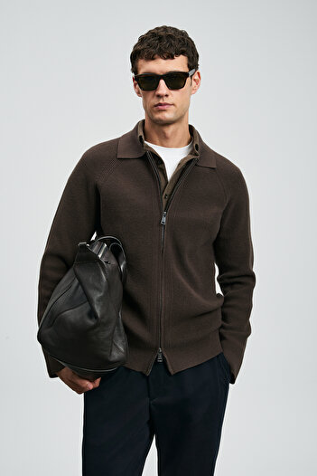 Lufian Amber Men's Cardigan Brown