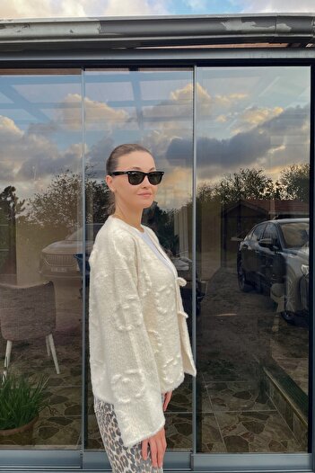 Le Savu CARDIGAN TRICOTAT ECRU CU LEGATURI PENTRU FEMEI SHILSEE