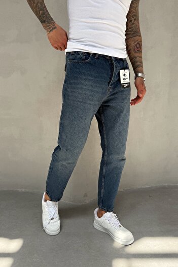 MADZEYMODA Erkek Boyfriend Kalıp Mavi Jean Kot Pantolon KE-309
