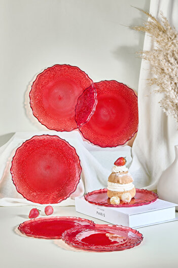 Lora Bianca Tapestry 6 Piece Cake Serving Plate Set