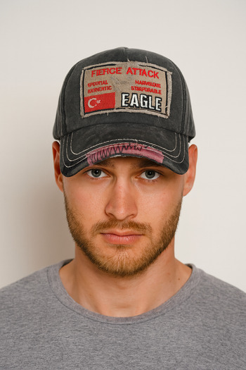 CosmoOutlet Black Fierce Attack Embroidered Distressed Adjustable Vintage Baseball Cap Unisex Hat