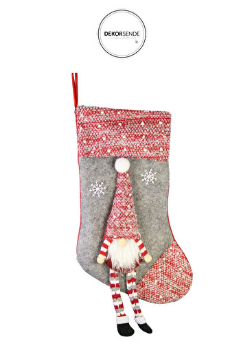 Dekorsende Christmas Ornament Santa Claus with a Gray Hat and Socks 35 cm