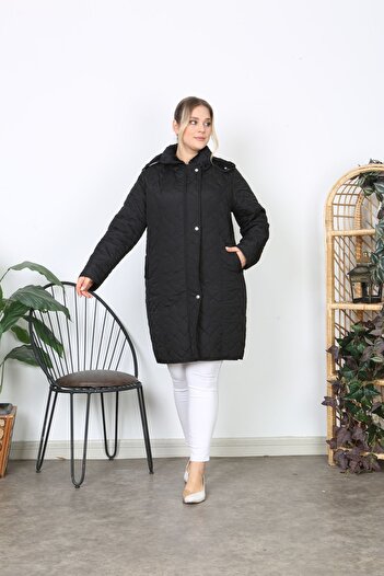 TUTveAL Collection Plus Size Quilted Coat - Furry Inside, Hood, Winter Coat