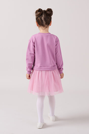 Minipodyum Cherry Detailed Tulle Girl's Dress