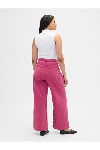 GAP Kadın Pembe Wide-Leg Jean Pantolon
