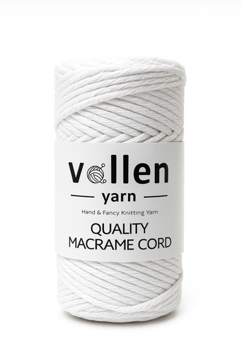 vollen yarn Tarnishable Macrame Twine, 3mm Single Twist, Macrame Knitting Twine, Tarnishable Cotton Macrame, White