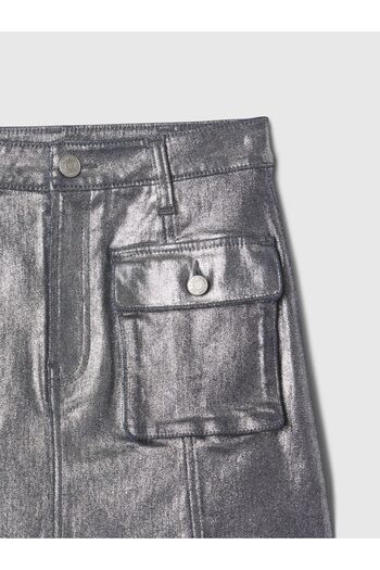 GAP Kız Çocuk Gri Parlak Kargo Denim Etek