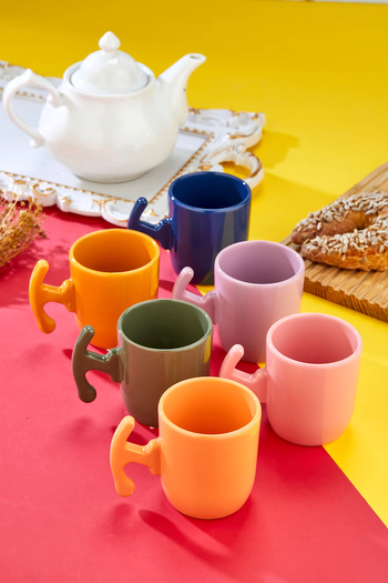 EMBazaar T-Love Mug Set 6 Pcs Coffee, Tea, Nes Cafe, Espresso, Double Turkish Coffee, Mug Set Cup Set