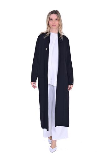 Invee Shawl Collar Knitwear Long Cardigan Black