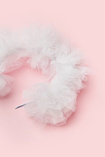 Le Mabelle White Tulle Pompom Girl's Crown