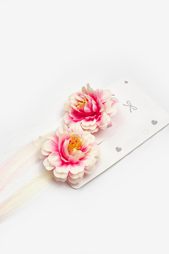 Le Mabelle Powder Flower Detailed Hair Girl's Double Buckle Set