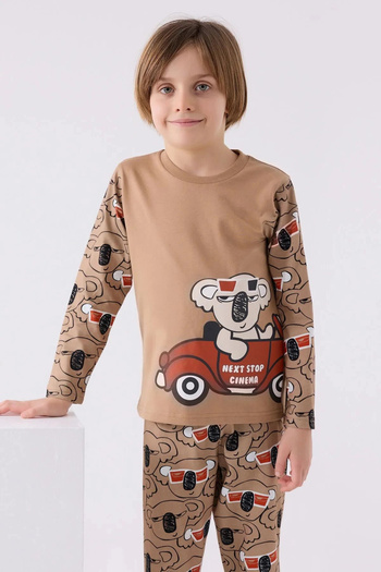 Rolypoly Boy's Brown Long Sleeve Pajama Set