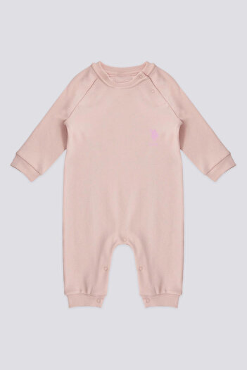 U.S. Polo Assn. U.S. Polo Assn Licensed Simple Powder Pink Baby Girl Jumpsuit
