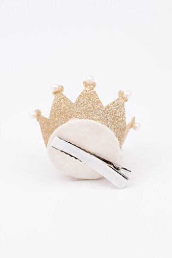 Le Mabelle Queen Girl's Clip Buckle with Gold Pearl Detail