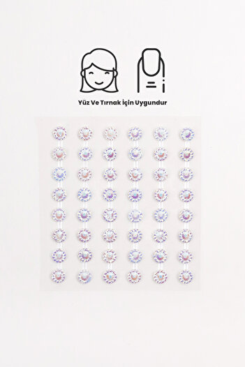 Le Mabelle Gümüş Işıltılı Taşlı Yüz ve Tırnak Sticker